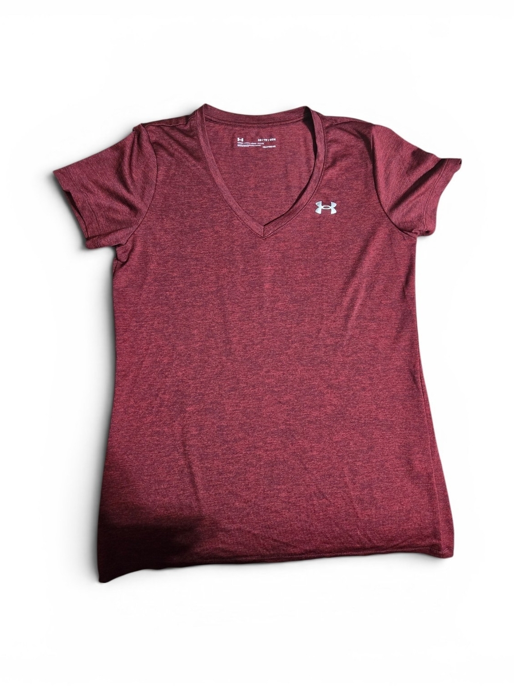 Under Armour Women's Maroon Heather V-Neck Short Sleeve Tee